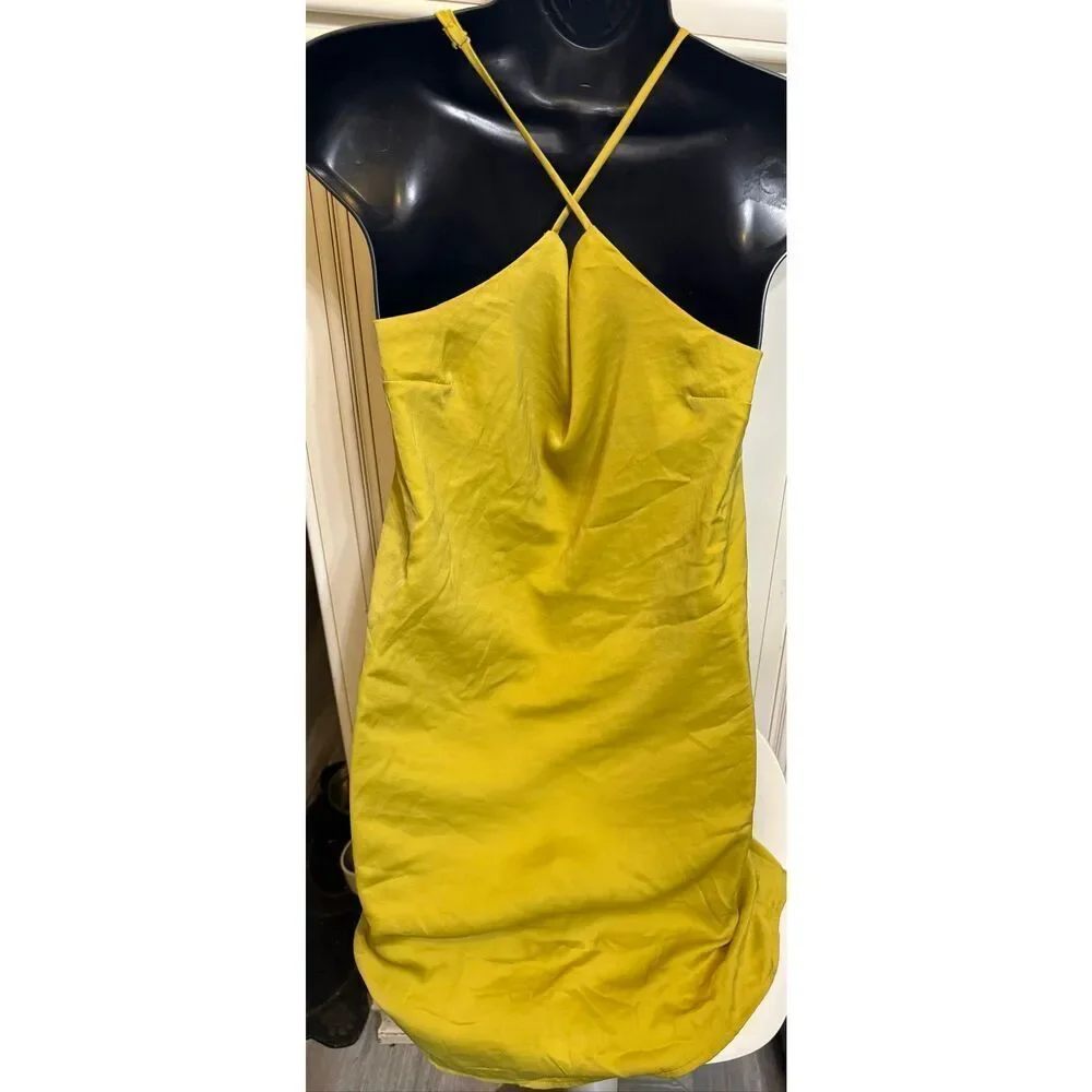 Forever 21 Contemporary Women's Halter Cross Back Cami Slip Dress Mustard Small